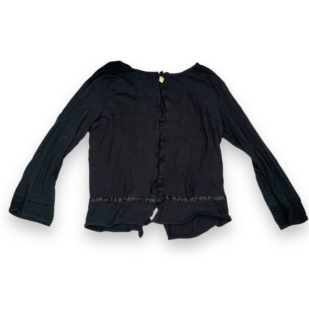 See By Chloe Light Cardigan Sweater Top Blouse Womens 2 Black Trim Modal Blend